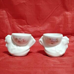 PAIR Pfaltzgraff Tea Rose Stoneware 1980's Collection RARE Limited Hen Egg Cups